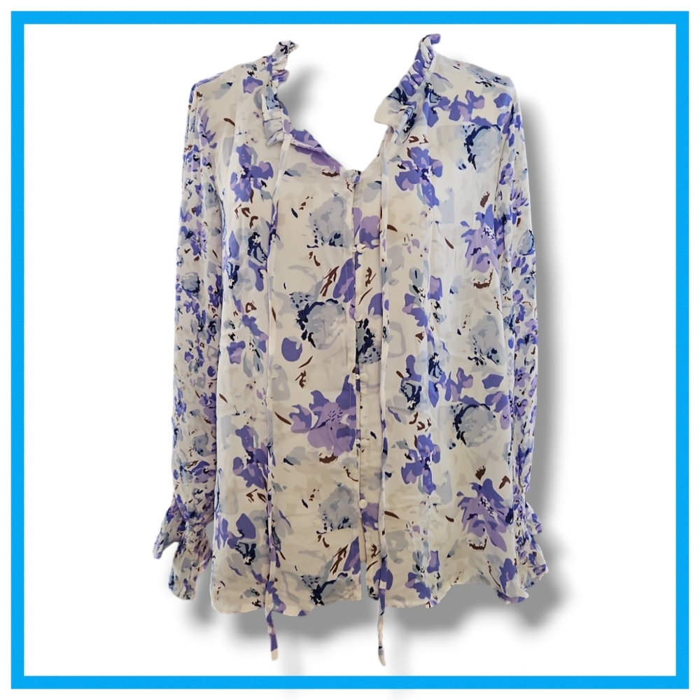 Women's Casual Boho Floral Print V Neck Long Sleeve Drawstring Tops Loose Blouse